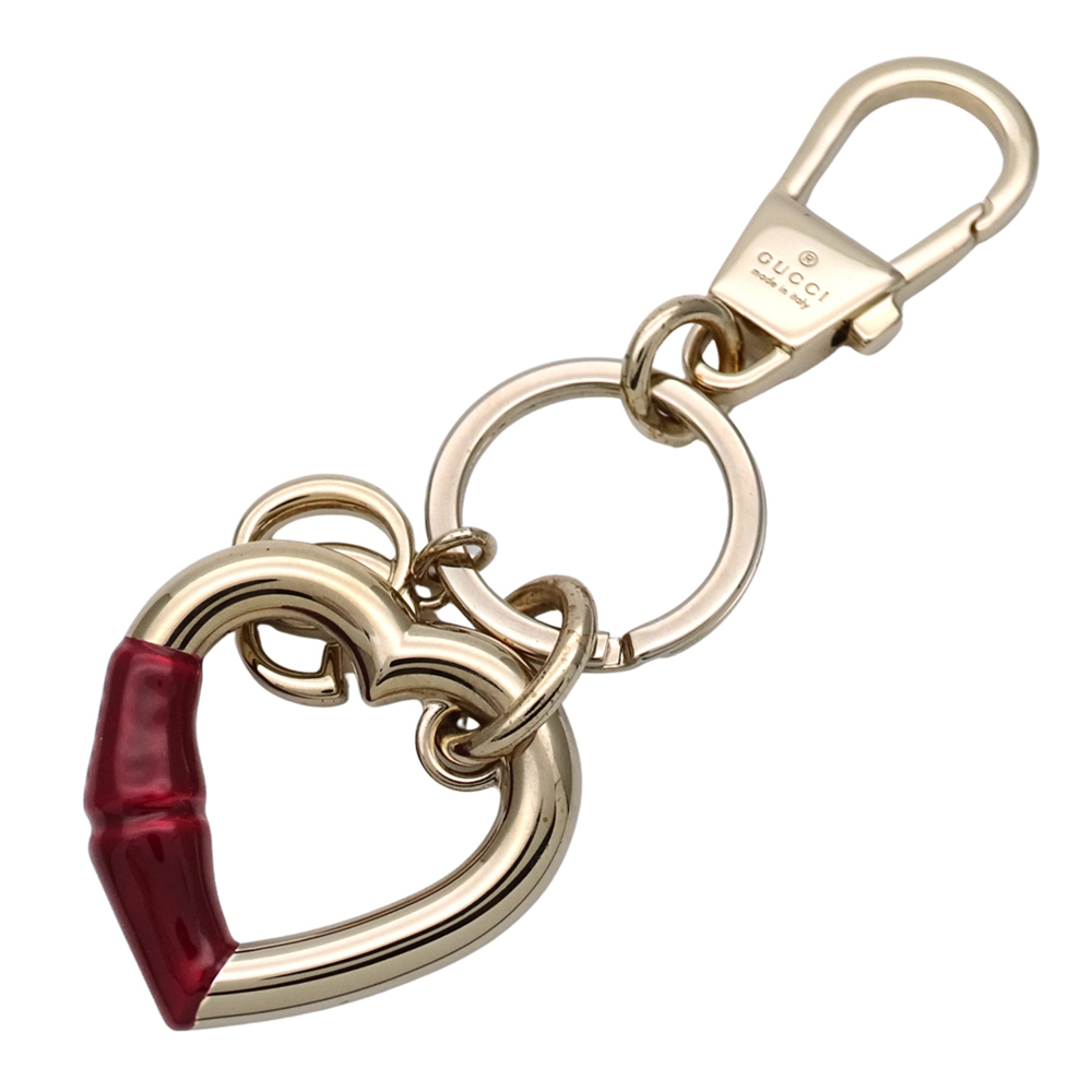 Gucci GUCCI Keychain for Women, Petite Marmont Bamboo Heart Shape, GP Gold, R...